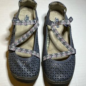 JBU Karen Women’s Shoes Sz 9W Casual Blue Mary Jane Memory Foam Comfort Vegan